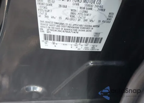 2007 Ford Edge Sel Plus z USA, uszkodzony, nr VIN 2FMDK39C87BA71476